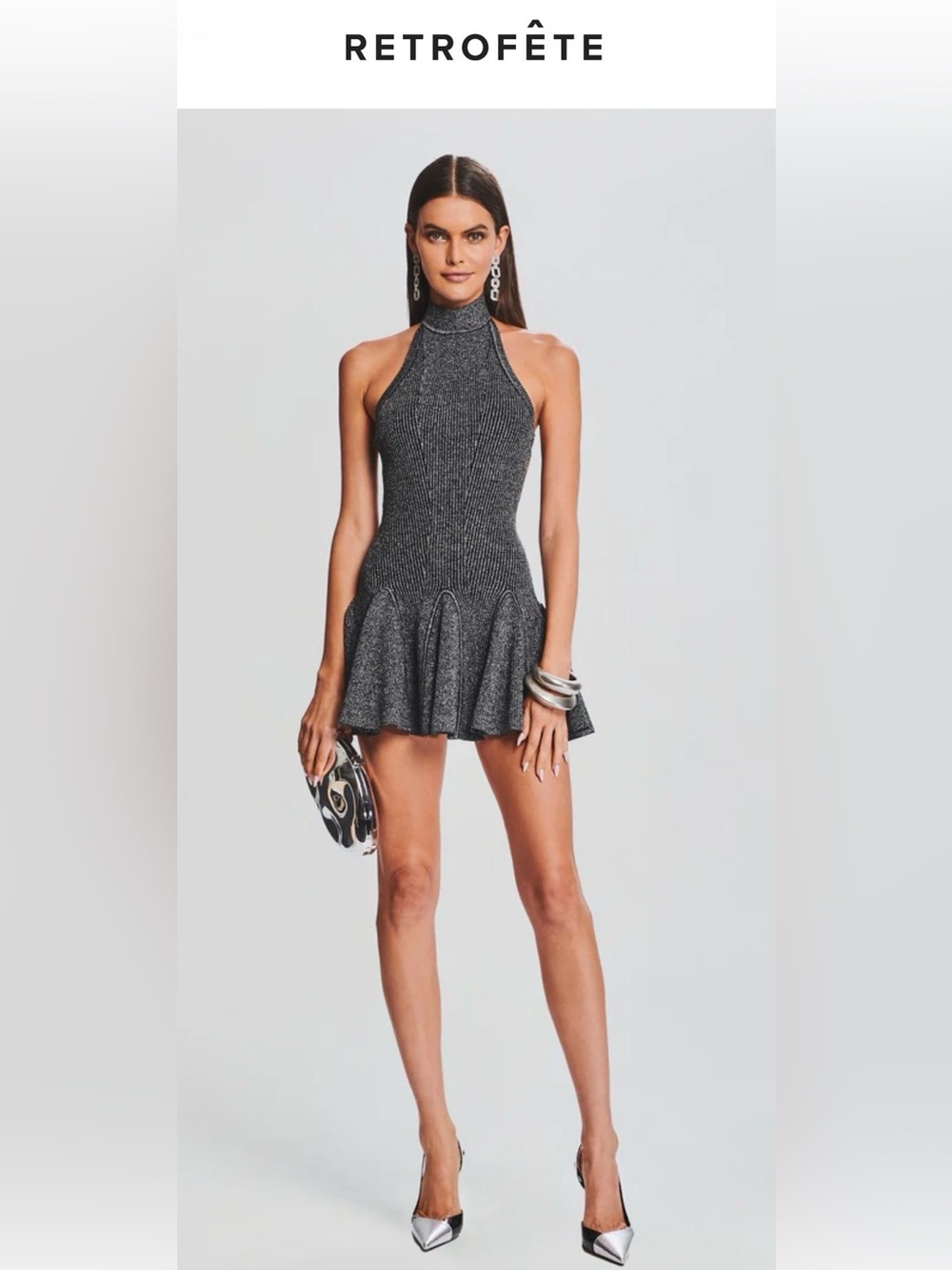 NWT Retrofete Black/Silver Metallic Mini,Size-XS